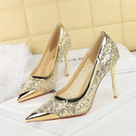 BIGTREE 2026 Fashion Metal Decoration Mesh Hollow Pointed Toe Woman Pumps Thin Heels Party Ladies Shoes Zapatillas De Mujer