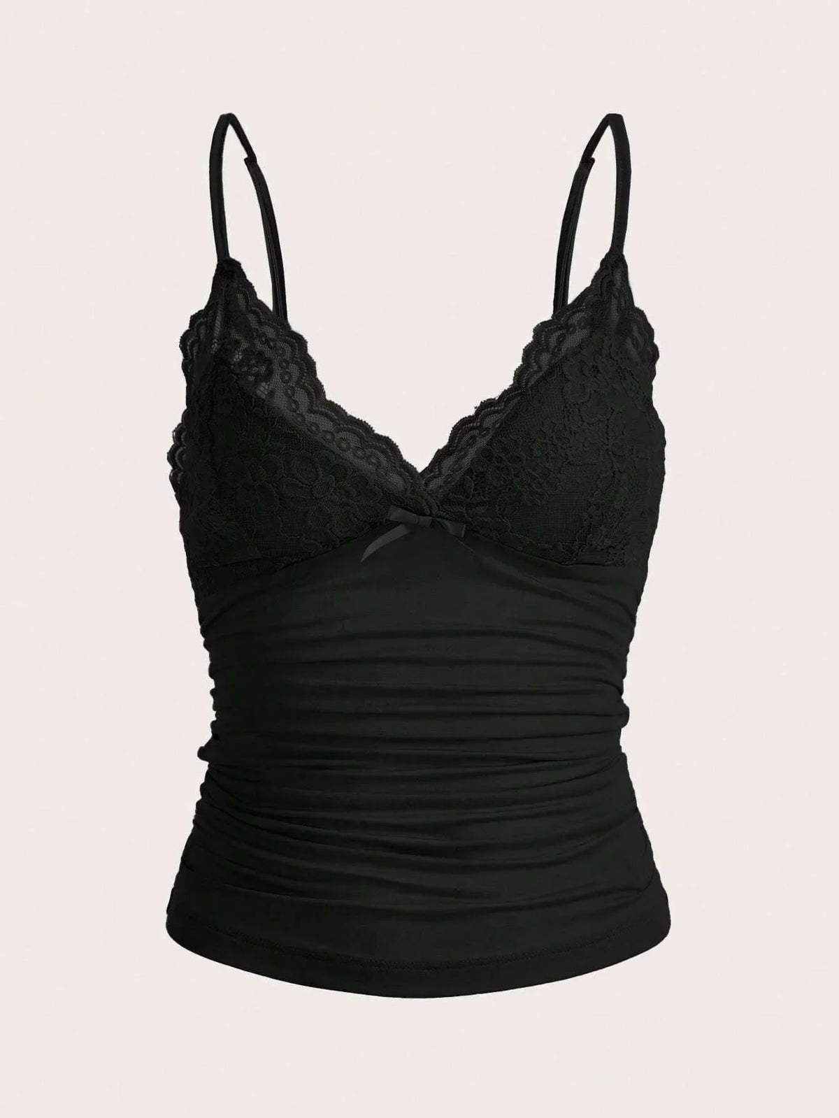 Sexy Contrast Lace Bow Front Crop Cami Top Women 2024 Summer Grunge Punk Y2K Clothes Ruched Skinny Backless Tee Shirt