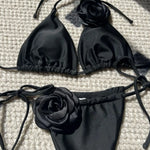 DEKA Brazilian Thong 3D Flowers Bikini Set Women Swimwear Bandeau High Cut Female Swimsuit Bather Bathing Suit