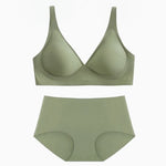 Women Push-Up Bra And Panties Set Non-wire Brassiere Low Waist Briefs Sexy Lingerie Women's Ice Silk Underwear Female Intimates