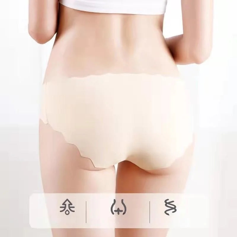 1Pc Ice Silk Panties For Women Low Waist Briefs Panties Seamless Underwear Breathable Stretchy Intimates Sexy Lingerie M-XL