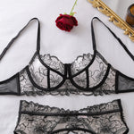 Toucheart Erotic Lingerie French Floral Embroidery See-through Mesh Push-up Underwire Sexy Body-shaping Thin Underwear Split Set