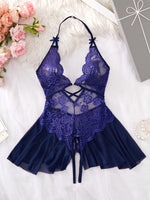 Womens Lace Bodysuit Halter Soft Comfortable Underwear