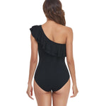 Sexy Ruffle One Piece Swimsuit Thong Swimwear Women 2024 White Monokini Wine Red Swim Suits High Cut One Shoulder Bathing Suit