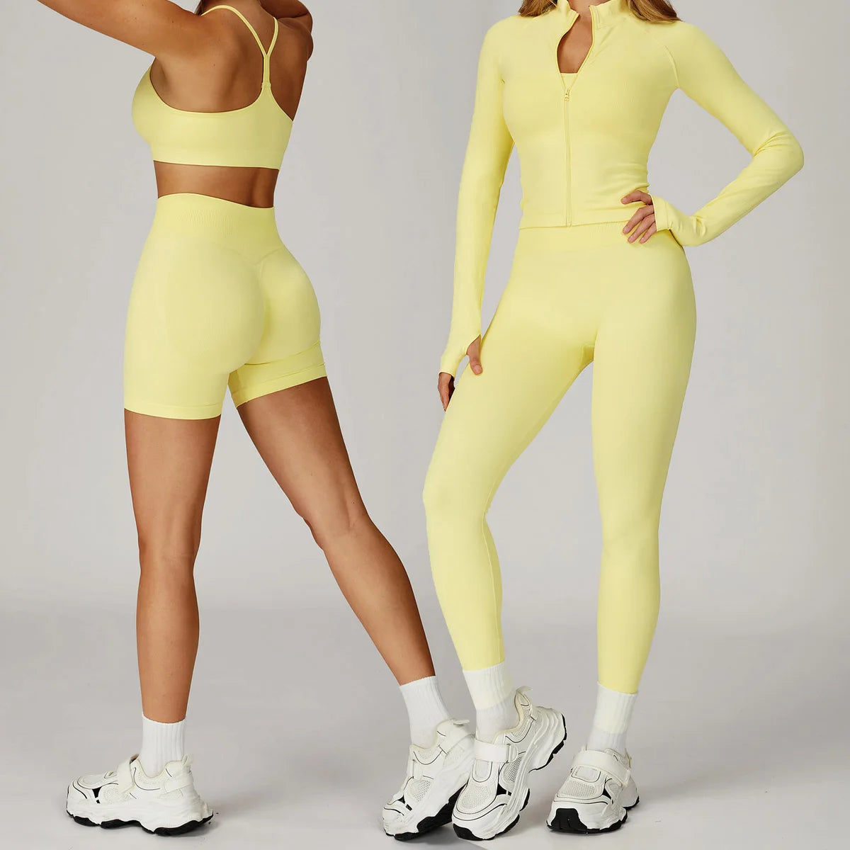 2PCS Yoga Suit Sports Set Women Gym Set Woman Tracksuit Running Workout Long Sleeve Sports Shirt Shorts and bra set Sport Outfit