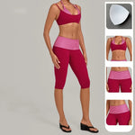 Women's Sleeveless Yoga Set High Waisted Hips-Lifting Capri Leggings Beautiful Back Slim-Fit Bra Suits Sports Gym Fitness Sets