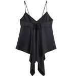 Women's Casual Asymmetric Silk Satin Textured Lingerie-Style Top Backless Deep V Suspenders Sleeveless Vest For Woman Charm 7P3O