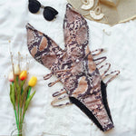 Sexy Snake Print Backless Swimwear One Piece Swimsuits Woman 2026 Hollow Cut Out Monokini String Bathing Swimming Suit Bather