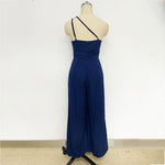 Foridol Waist Folds Backless Double Strap Casual Wide Leg Jumpsuit Long Pants Green 2025 New Female LooseJumpsuit