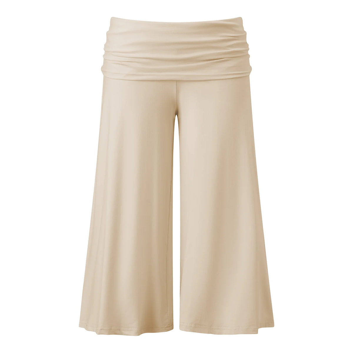 Women's Summer Capri Pants Fold Over Waistband Low Rise Wide Leg CroppedTrousers Daily Lounge Out Going Solid Color