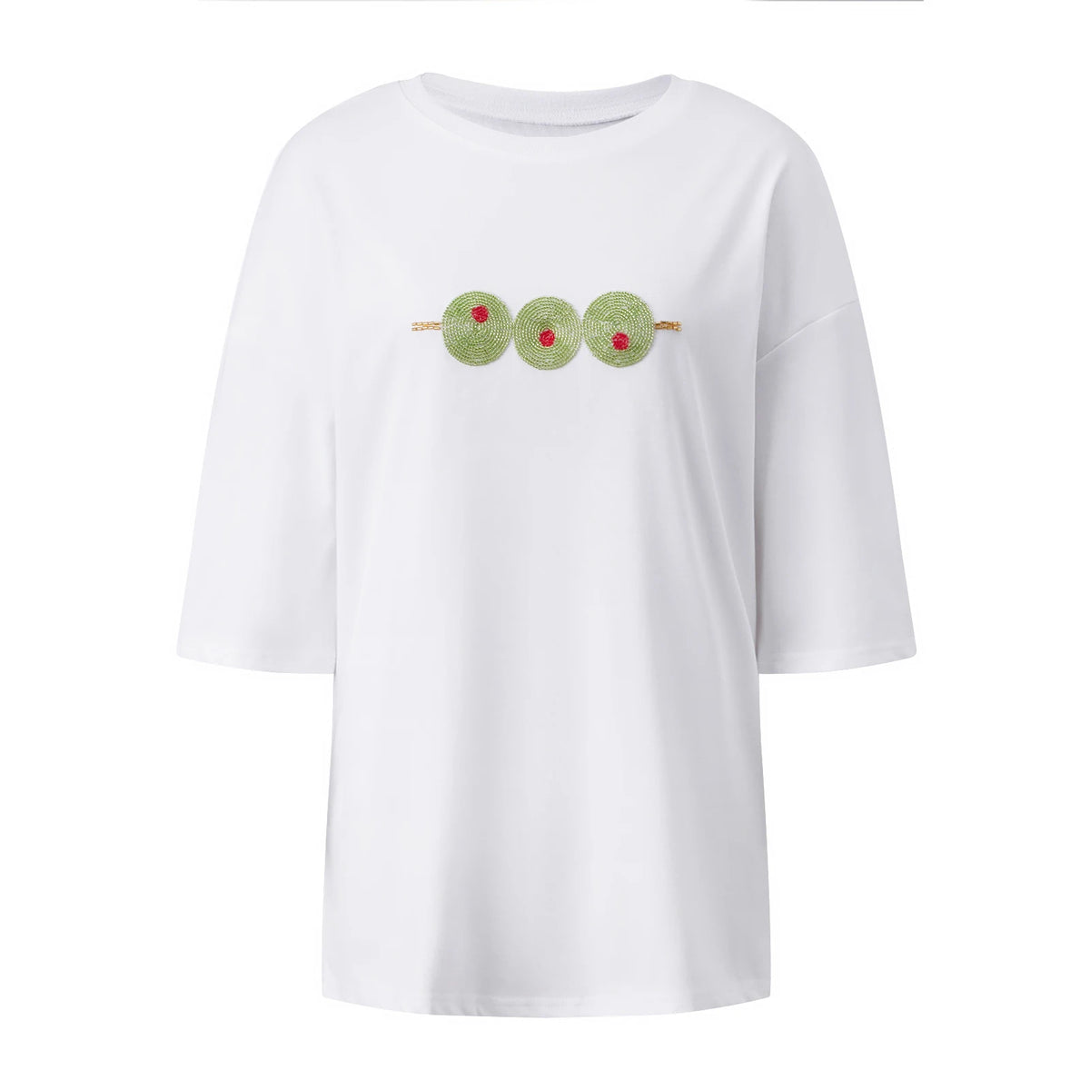 Women Oversized Short Sleeve T-shirt Sparkle Shell Embroidery Loose Shirts Summer Daily Casual Baggy Tops
