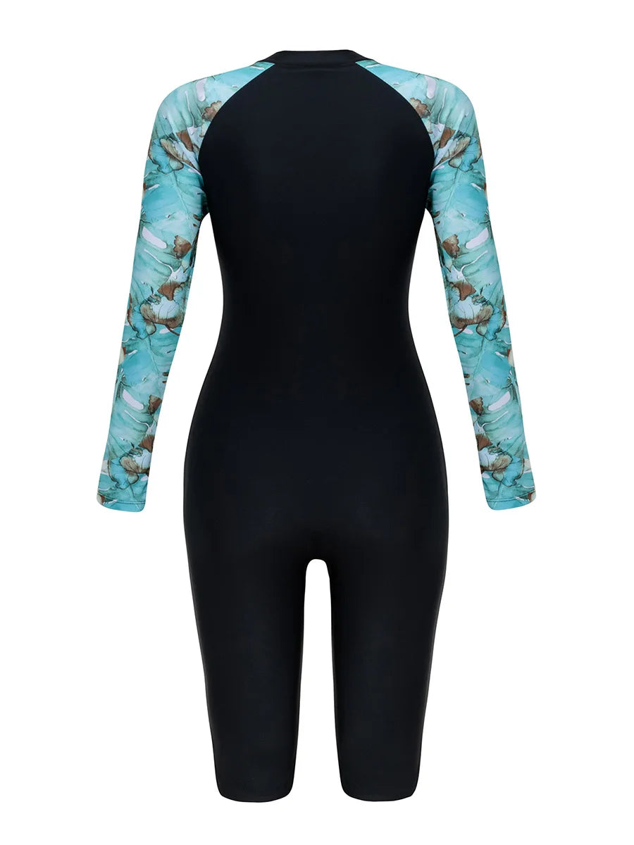 2026 Zipper Slim Swimsuit Women Long Sleeve & Knee One Piece Swimwear Female Bather Bathing Swimming Swim Surf Suit Beachwear
