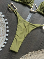New Sexy Bikini Solid Color Lace-up Split Two-piece Swimsuit for Women