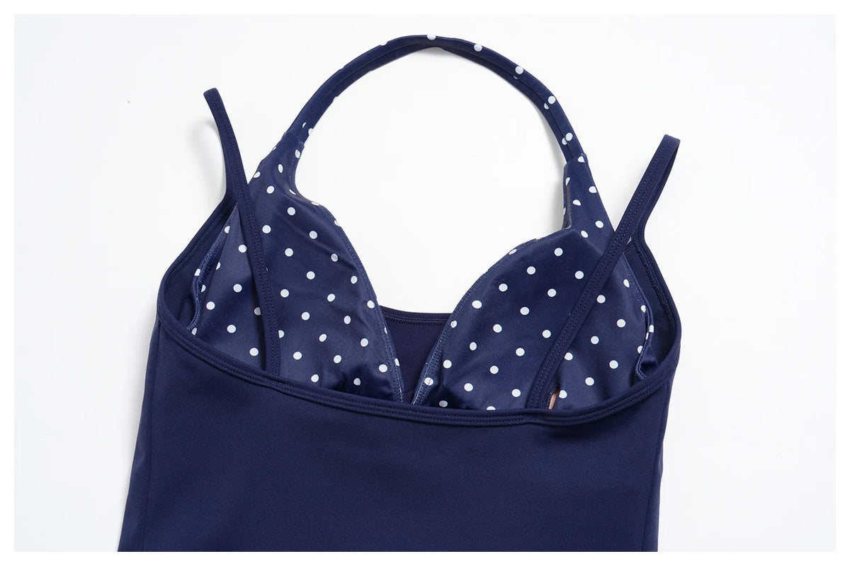 Quick Drying Polka Dot Patchwork Yoga Sets Women Hanging Neck Slim Shockproof Sports Tank Top Gym High Waist Shorts Fitnss Suit