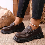 British Style Platform Loafers Women 2026 Autumn Slip On Thick Bottom Pu Leather Pumps Woman Plus Size 43 Office Student Shoes