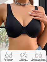 Solid Full Cup Women Bra Underwire Support No Padding Adjustable Wide Strap Everyday Comfort Lingerie