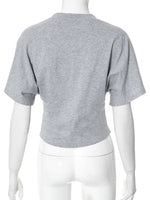 Fashion Casual Solid Gray Cropped T-shirt 2026 Woman Clothes O-neck Corset Tops Streetwear Girls Summer Autumn Short Tee Shirts