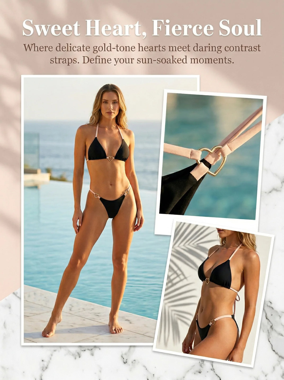 Metal Heart-shaped Halter Brazilian Bikini Female Swimsuit Women Thong Swimwear Two-pieces Bikini Set Bather Bathing Suit Swim