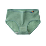 1 Pack Women's Ribbed Cotton Panties Stretchy Mid Rise Underwear Sexy Lingerie Breathable Japanese Style Multicolor Briefs M-XL