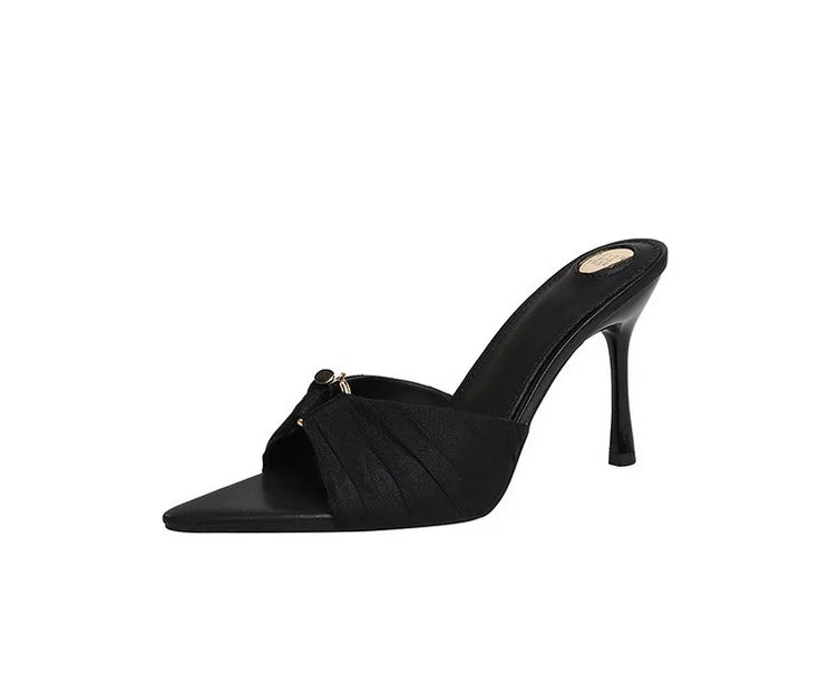 BIGTREE Summer Woman Slippers Fashion Open Toe Thin High Heels Shoes Street Style Stripper Party Slides Zapatos De Mujer