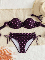 Sexy Black Polka Dot Print Bikini Set 2026 Women Pleate Push Up Drawstring Side High Waist Swimsuit Beach Bathing Suit Swimwear