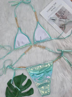 Wrap Around Halter Metal Chains Bikinis 2025 Diamond Bikini Women Swimsuit Female Swimwear Two Pieces Bikini set Bathing Suit