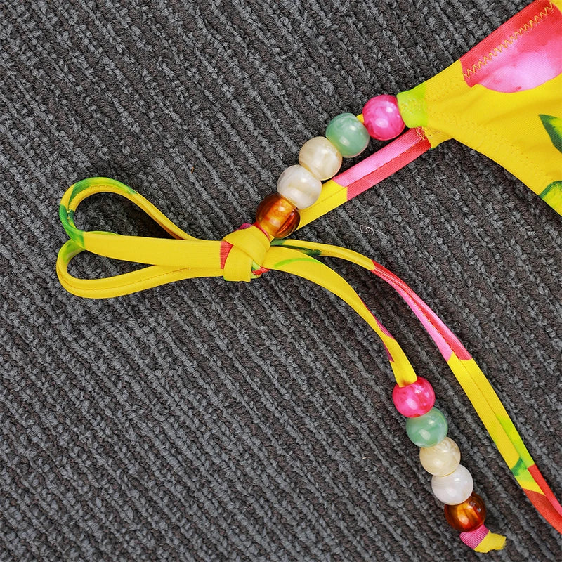 2026 Sexy Bikinis Micro Thongs Swimsuit Women Bathing Suit Rings Biquini Bandage Beachwear Print Swimwear Brazilian Bikini Sets