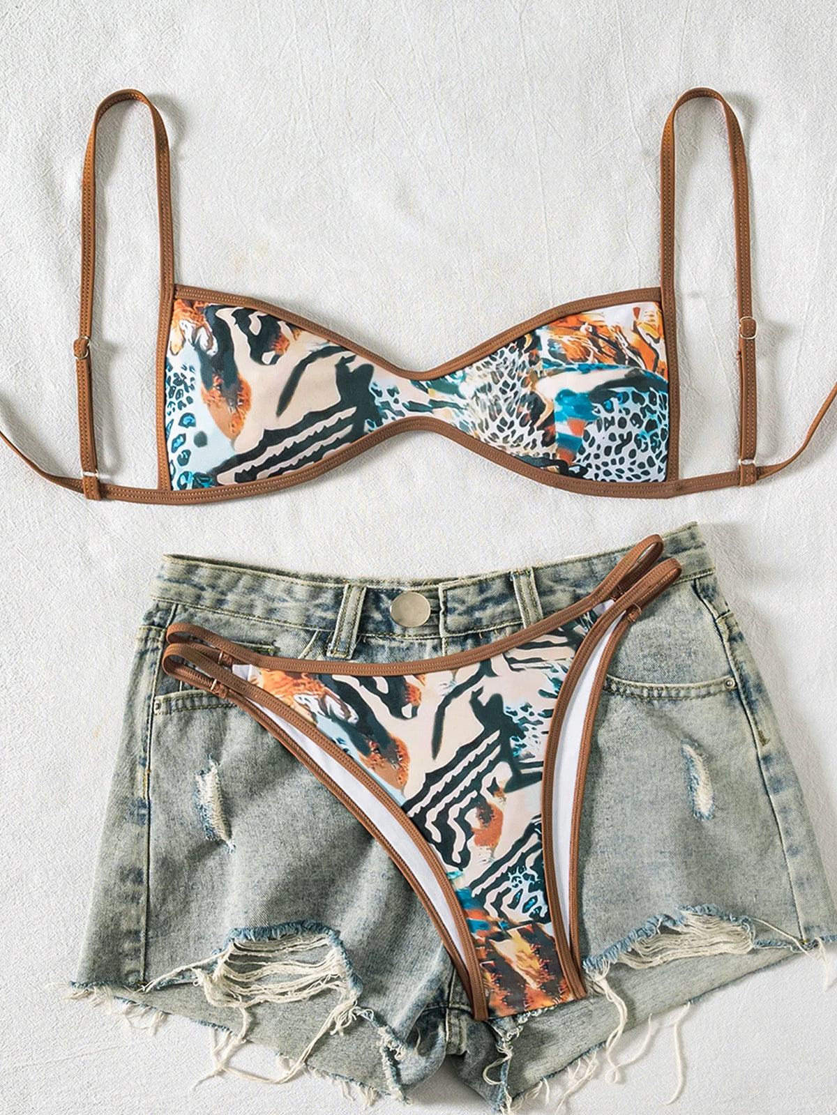 Sexy Coffee Polka Dot Print Bikini Set 2026 Women Pleate Push Up Bra Hollow Out Thong Swimsuit Summer Pool Bathing Suit Swimwear