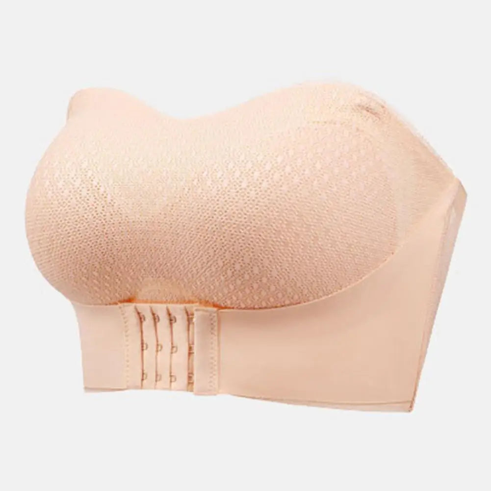 Women Bra Anti-slip Push Up Front Closure Invisible Tube Top Bra Solid Color Elastic Lady Bandeau Bra Women Underwear