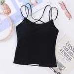 Women Tank Crop Tops Female Crop Top Seamless Backless Summer Cropped Camis Removable Pads Lingerie Girls Camisole