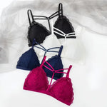 Deep V Bralette Woman Bra Floral Lace Bra Wire Free Bralette Sexy Lace Lingerie Female Push Up Brassiere Removable Pad Intimates