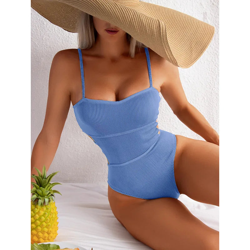 2026 Swimsuit One Piece Solid Swimwear Women One-piece Bathing Swim Suit Female Padded Beach Wear Swimming Summer
