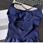 WAREBALL Yoga Set JumpSuits Sportswear Women Fitness Rompers Sexy One Piece Strap Tummy Control Padded Sports Bra Workout