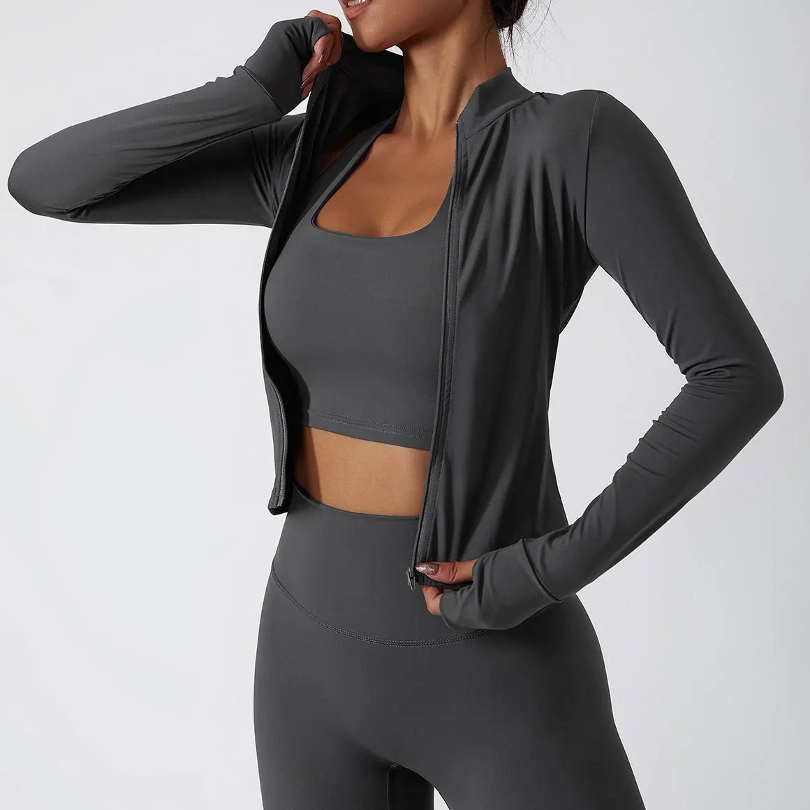 NCLAGEN Gym Sports Top Women Zip Tight Long SleeveNaked Feel Fitness Jacket Training Quick Dry Breathable Running Yoga Blouse