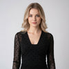 Women Perspective Dot Print Long Sleeve V Neck T-shirts Spring Summer Sexy Open Back Mesh Cropped Tops