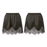 Summer Women's Satin Short Skirts Elastic Waist Lace Patchwork Skirts Half Slip Skirts Fashion