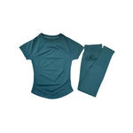 2 Piece Women Solid Color Set Summer Casual Short Sleeve T-Shirt High Waist Long Pants Soft Breathable Tracksuit Daily Outfit