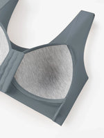 Women's Ruched Front Wireless Daily Bra Front Closure Fixed Padded Cups Seamless Back Smoothing Breathable Comfort Material