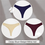 3Pcs/Set Women Cotton G-String Panties Female Low Rise Thongs Ladies Sexy Bikini 7 Solid Color Girl Soft M-XL Intimates Lingerie
