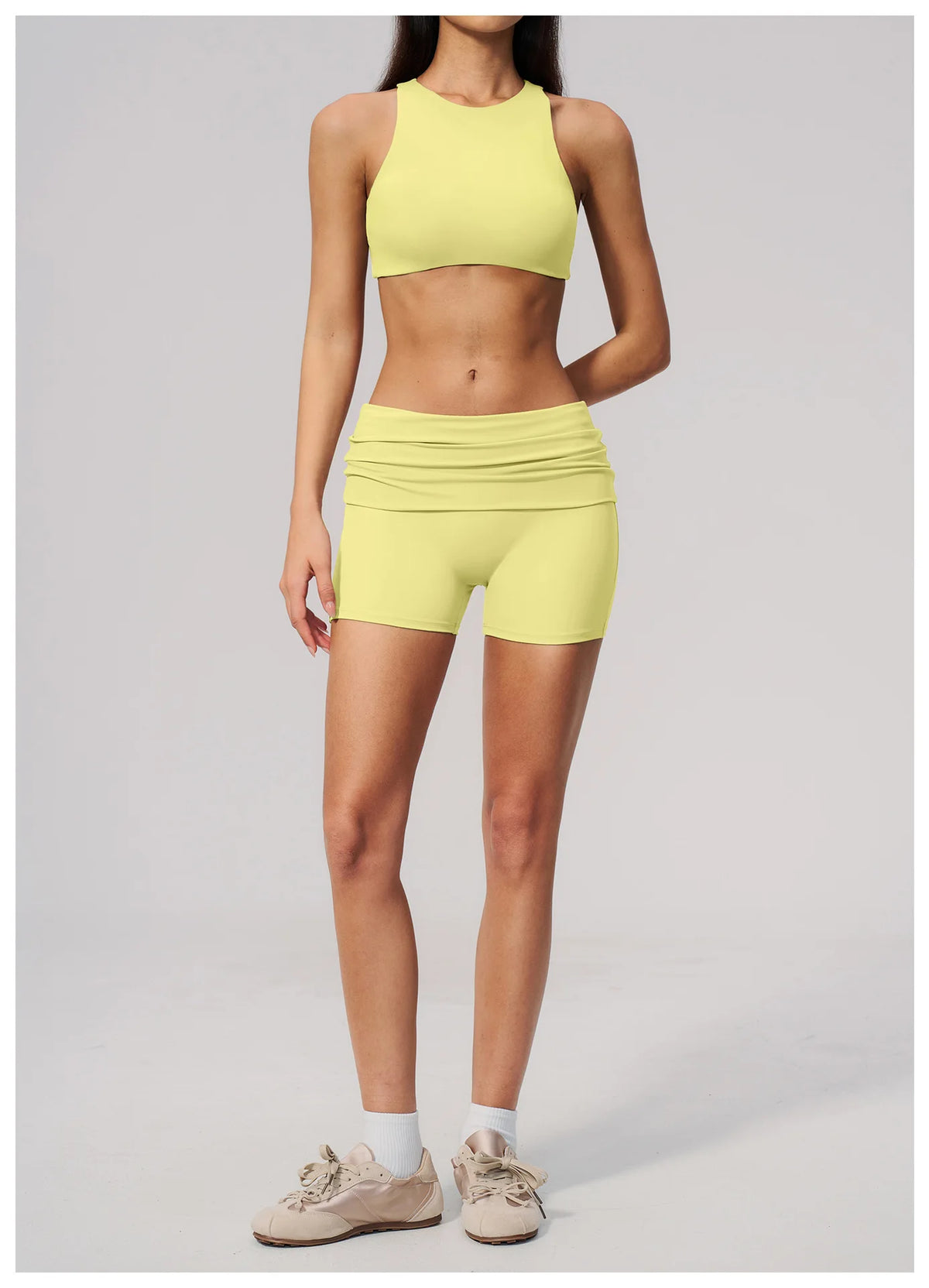 Tight Yoga Clothes Women Speed Drying Shock-absorbing Sports Vest Fitness Suits Outwear Gym Flip Waist Shorts Workout Clothes
