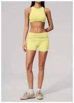 Tight Yoga Clothes Women Speed Drying Shock-absorbing Sports Vest Fitness Suits Outwear Gym Flip Waist Shorts Workout Clothes