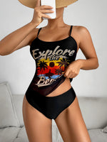Summer Swimwear for Women Tankini Sets Swimsuit Vintage Padded Mesh Bathing Suit Print Beachwear Female Women's Swim Wear 2025