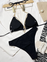 DEKA Women Brazilian Chain Bikini Set New Sexy Solid Two Pieces Push Up Swimsuit Female High Waist Swimwear Bathing Suit Summer