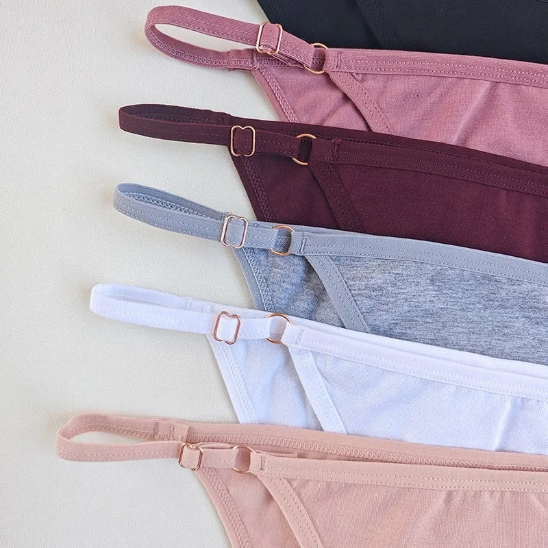 4Pcs/Set Women Cotton Briefs Sexy Brazilian Panties Low-Rise Underwear Adjustable Buckle Female Underpants Comfort Lingerie S-XL