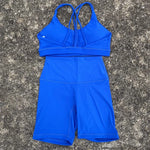 Solid Color Soft Women Gym Yoga Short Cycling Set Cross Back GymBra+High Waist Short Leggings High impact shockproof Sportwear