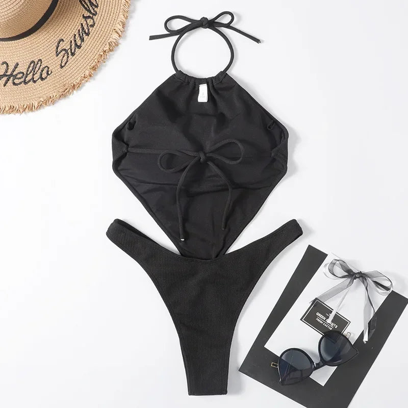light blue Halter Bandana Bikinis Sets micro Thong sexy Swimsuit Women Swimwear Backless high cut Bathing Suit Bikini 2026 Mujer