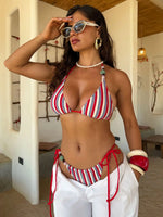Women's Sexy Push-Up Two-Piece Swimsuit 2026 Bathing Suit Brazilian Beachwear Stripe Bikini Set Swimwear Trendy Mciro Biquini