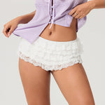 Women's Lolita Hot Sexy Short Pants High Rise Lace Tiered Ruffled Shorts Summer Lounge Bottoms Summer