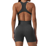 Seamless Yoga Jumpsuit Sleeveless Shorts One Piece Yoga Suit Sexy Cutout Backless Top Women Playsuit Gym Summer Workout Clothes