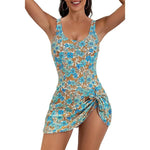 Women's Bathing Suits Two Pieces Floral Print Tankini Set Women Swimsuit Dress Summer Sexy Beach Wear Vintage Swimwear Female